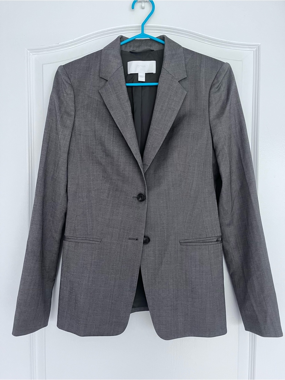 Hugo Boss Women's Gray Two-Button Tailored Blazer